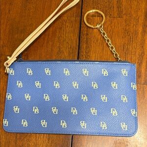 Dooney & Bourke Blue and Gold Logo Wristlet